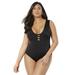 Plus Size Women's Strappy Scoopneck One Piece Swimsuit by Swimsuits For All in Black (Size 16)