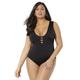 Plus Size Women's Strappy Scoopneck One Piece Swimsuit by Swimsuits For All in Black (Size 16)