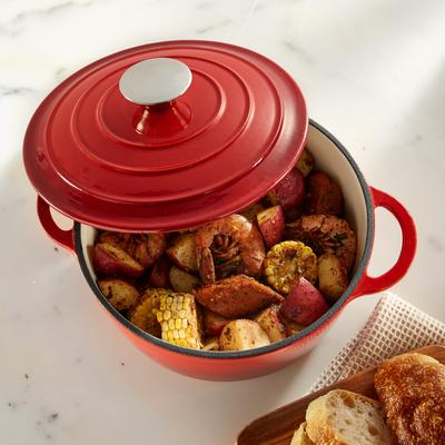 2.8-Qt. Cast Iron Casserole Dish by BrylaneHome in Red Cookware