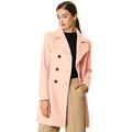 Allegra K Women's Double Breasted Notched Lapel Long Winter Coats Pink 4