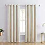 HLC.ME Solid Max Blackout Thermal Grommet Curtain Panels Polyester in White | 84 H in | Wayfair LARNC-BEIG52x84