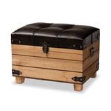 Edmund Rustic and Faux Leather Upholstered Wood Storage Ottoman