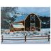 LED Fiber Optic Snowy Red Barn Christmas Canvas Wall Art 15.75" x 12"