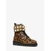 Michael Kors Haskell Studded Printed Calf Hair Combat Boot Brown 8