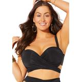 Plus Size Women's Crisscross Cup Sized Wrap Underwire Bikini Top by Swimsuits For All in Black (Size 14 D/DD)