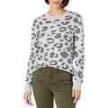 Daily Ritual Ultra-Soft Jacquard Crewneck Pullover Sweater, Heather Grey Leopard Print, XXL