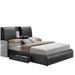 Hokku Designs Ischia King Storage Platform Bed Wood & /Upholstered/Faux leather in Black/Brown | 46 H x 80 W x 95 D in | Wayfair