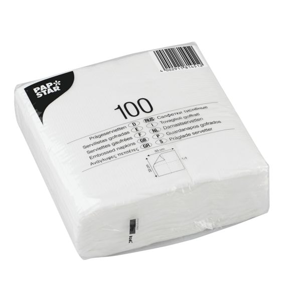 Papstar 1200 Servietten 1-lagig weiß - 33 x 33 cm weiß, 33x33 cm Image