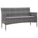 vidaXL 3-Seater Patio Sofa with Cushions Gray Poly Rattan - Grey