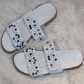 Free People Shoes | New Free People Leather Studded Slip-On Sandals | Color: White | Size: 38 / 8