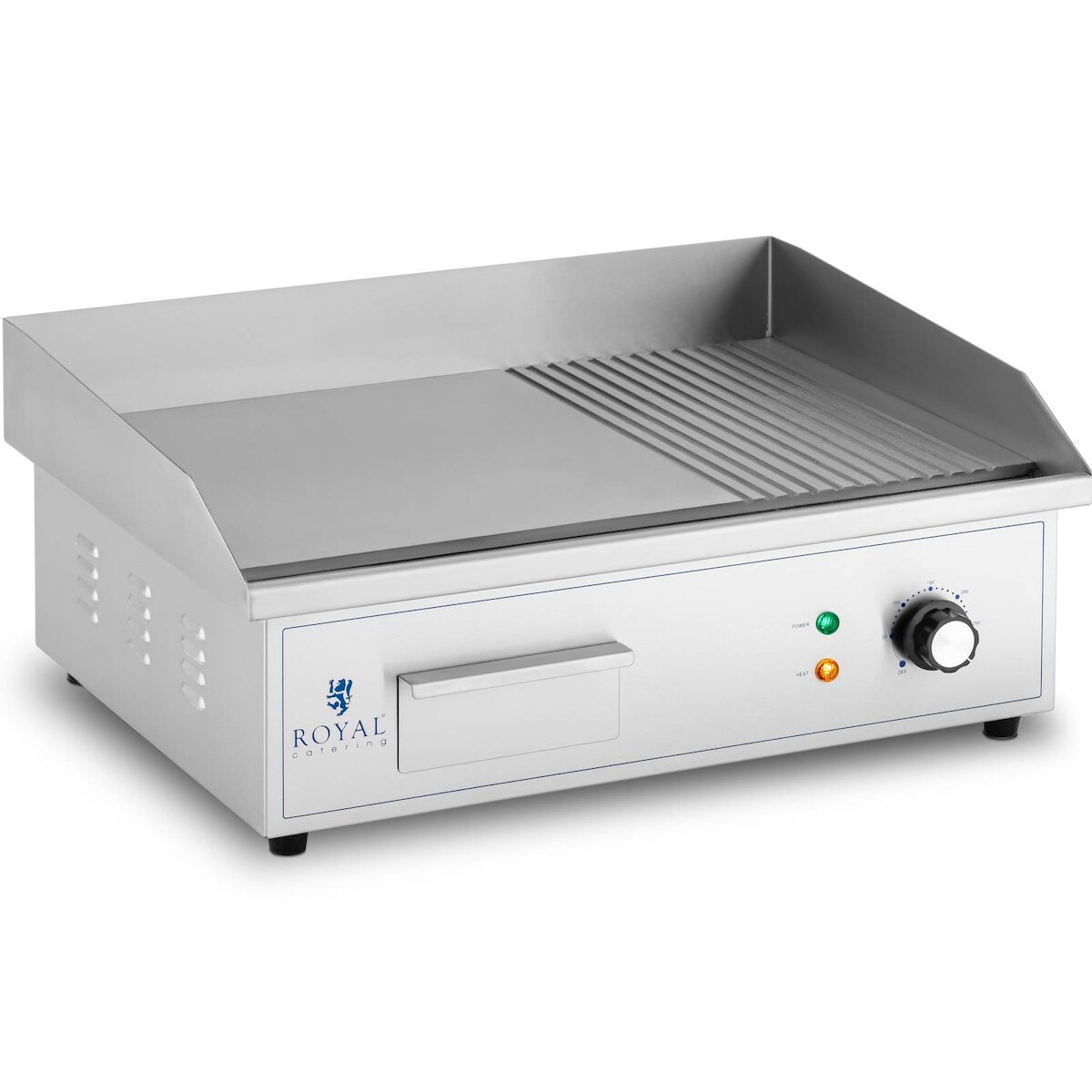 Royal Catering Elektro Grillplatte - 548 x 350 mm - Ribber + Flat - 3.000 W Image