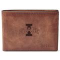 Men's Fossil Brown Iowa State Cyclones Leather Derrick Front Pocket Bifold Wallet