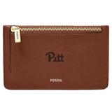 Women's Fossil Brown Pitt Panthers Leather Logan Card Case