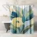 East Urban Home 71" x 74" Shower Curtain, Yellow Teal Floral I by PI Creative Art Polyester in Brown/Green | 71 H x 74 W in | Wayfair