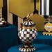 MacKenzie-Childs Courtly Check® Globe Canister Ceramic in Black/White/Yellow | 14 H x 8 W x 8 D in | Wayfair 12520-040