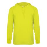 Badger Sport 4105 Adult B-Core Long-Sleeve Performance Hooded Top in Safety Yellow Green size XL | Polyester BG4105