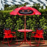 Harper Orchard Maximillian Round Outdoor Table & Chair Set in Red | 19.5 H x 20 W in | Wayfair 397096FC9F084EB194B55020B4A098F9