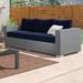Stopover Outdoor Patio Sunbrella Sofa by Modway Wicker/Rattan/Sunbrella® Fabric Included in Blue/Black | 35.5 H x 88 W x 35.5 D in | Wayfair
