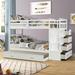 Anspach Twin Over Twin 4 Drawer Solid Wood Standard Bunk Bed w/ Trundle by Harriet Bee Wood in White | 65.7 H x 42.4 W x 97.2 D in | Wayfair