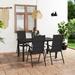 Latitude Run® Outdoor Dining Set Garden Table & Chair Set Glass/Wicker/Rattan in Black | 59.06 W x 35.43 D in | Wayfair