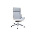 Miliboo - Fauteuil de bureau de direction design en tissu gris clair, bois clair et acier chromé