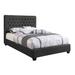Fabric Upholstered Full Bed with Tufted Headboard, Charcoal Gray