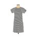 J.Crew Casual Dress - Shift Crew Neck Short Sleeve: Gray Stripes Dresses - Women's Size X-Small