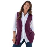 Plus Size Women's Fine Gauge Drop Needle Sweater Vest by Roaman's in Dark Berry (Size 5X)