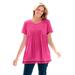 Plus Size Women's Lace-Trim Pintucked Tunic by Woman Within in Raspberry Sorbet (Size M)