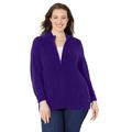 Plus Size Women's Cozy Chenille Zip Cardigan by Catherines in Deep Grape (Size 2XWP)