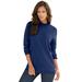 Plus Size Women's Fine Gauge Drop Needle Mockneck Sweater by Roaman's in Navy (Size 4X)