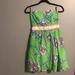 Lilly Pulitzer Dresses | Lilly Pulitzer Neon Green Strapless Silk Dress 2 | Color: Green/Pink | Size: 2