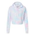 Independent Trading Co. AFX64CRP Women's Womenâ€™s Lightweight Cropped Hooded Sweatshirt in Tie Dye Cotton Candy size Medium | Cotton/Polyester Blend