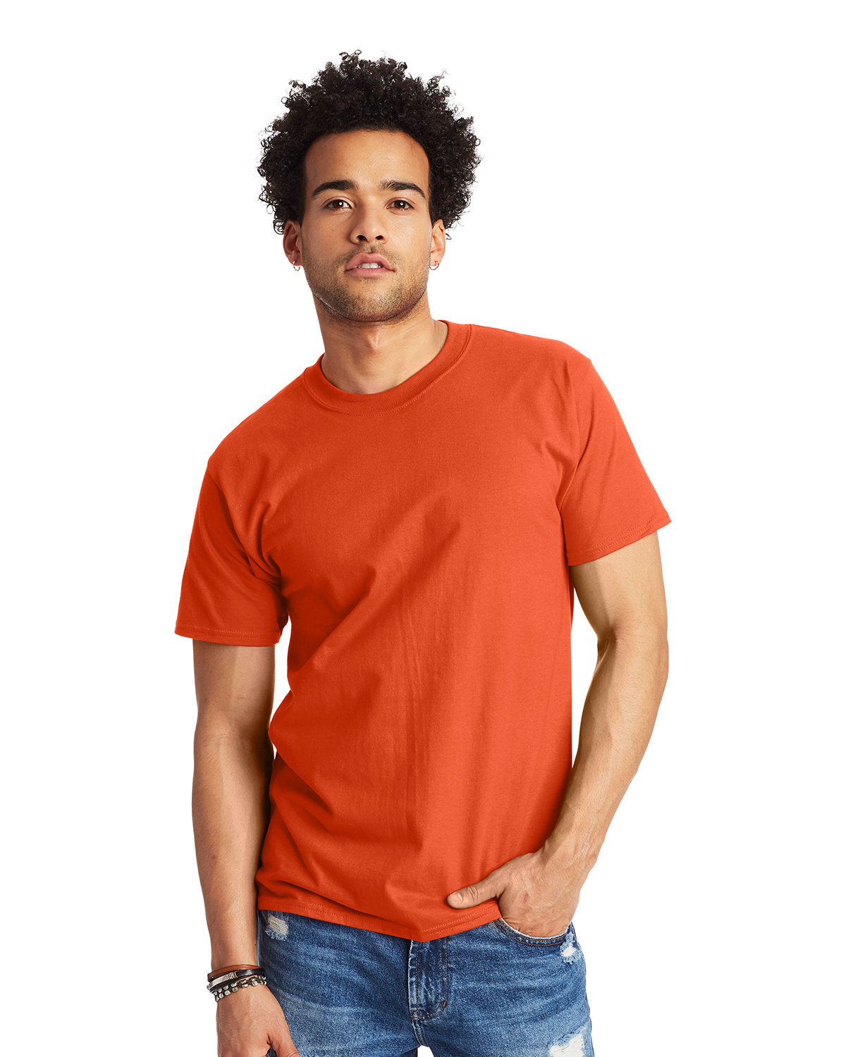 Hanes 5180 Beefy-T-Shirt - Cotton T-Shirt in Orange size 4XL | Ringspun