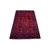 Shahbanu Rugs Deep and Saturated Red Afghan Khamyab with Vegetable Dyes Hand Knotted Soft Pure Wool Oriental Rug (3'4" x 5'1")