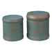 Preston Set of 2 Patin Green Outdoor Stools - 18"H x 16"Rnd; 15.5"H x 14.5"Rnd