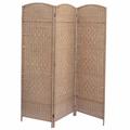 Bay Isle Home™ Candelario 60" W x 72" H 3 - Panel Folding Room Divider Wood/Bamboo/Rattan in Brown | 72 H x 60 W x 2 D in | Wayfair