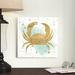 Highland Dunes Silver Sea Life Aqua Crab by Wild Apple Portfolio - Wrapped Canvas Painting Print Canvas in Green | 12 H x 12 W x 1.25 D in | Wayfair