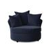 Barrel Chair - Andover Mills™ Alsup Barrel Chair, Wood in Blue/Navy | 38 H x 46 W x 44 D in | Wayfair 07C81FA7274E4E9F9874274E3617C521