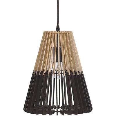 Hängeleuchte Schwarz/ Hellbraun 121 cm MDF-Platte Zweifarbig Boho-Industrie Look für Wohn- Schlaf