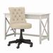 Bush Furniture Key West 48W Writing Desk with Mid Back Tufted Office Chair in Linen White Oak - KWS021LW