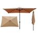 Arlmont & Co. 10 X 6.5Ft Rectangular Patio Umbrellas Solar LED Lighted For Outdoor, Polyester in Brown | 98.4 H x 120 W x 120 D in | Wayfair