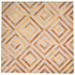 One of a Kind Hand-Woven Modern 6' Square Diamond Leather Gold Rug - 6' Square