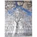 One of a Kind Hand-Knotted Modern 9' x 12' Abstract Silk Grey Rug - 9' x 12'