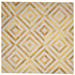 One of a Kind Hand-Woven Modern 6' Square Diamond Leather Gold Rug - 6' Square