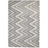 One of a Kind Hand-Tufted Modern 5' x 8' Chevron Wool Grey Rug - 5' x 8'