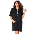 Plus Size Women's Alana Terrycloth Cover Up Hoodie by Swimsuits For All in Black (Size 14/16)