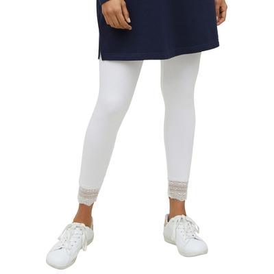Plus Size Women's Scallop Lace Hem Leggings by ellos in White (Size 18/20)