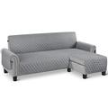 TAOCOCO Corner Sofa Bed Cover Reversible 2 Seater Chaise End Sofa Cover L Shape Sofa Protector for Pets Furniture Sofa Protector (Pale Grey)