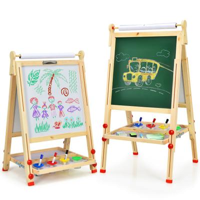 Costway Kids Art Easel with Paper Roll Double-Side...